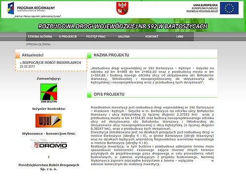Serwis internetowy budowy drogi w Bartoszycach