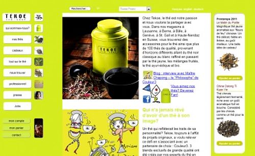 Boutique Internet d’un réseau suisse des salons de thé
