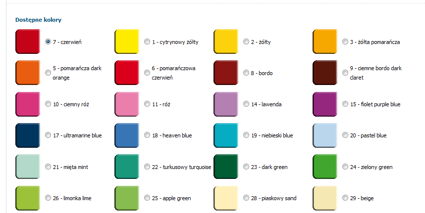 tifi - zarządzanie kolorami produktów (front)