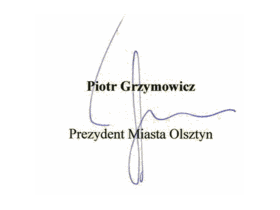 Lettre de références rédigée par le Président de la Ville d'Olsztyn pour le portail web