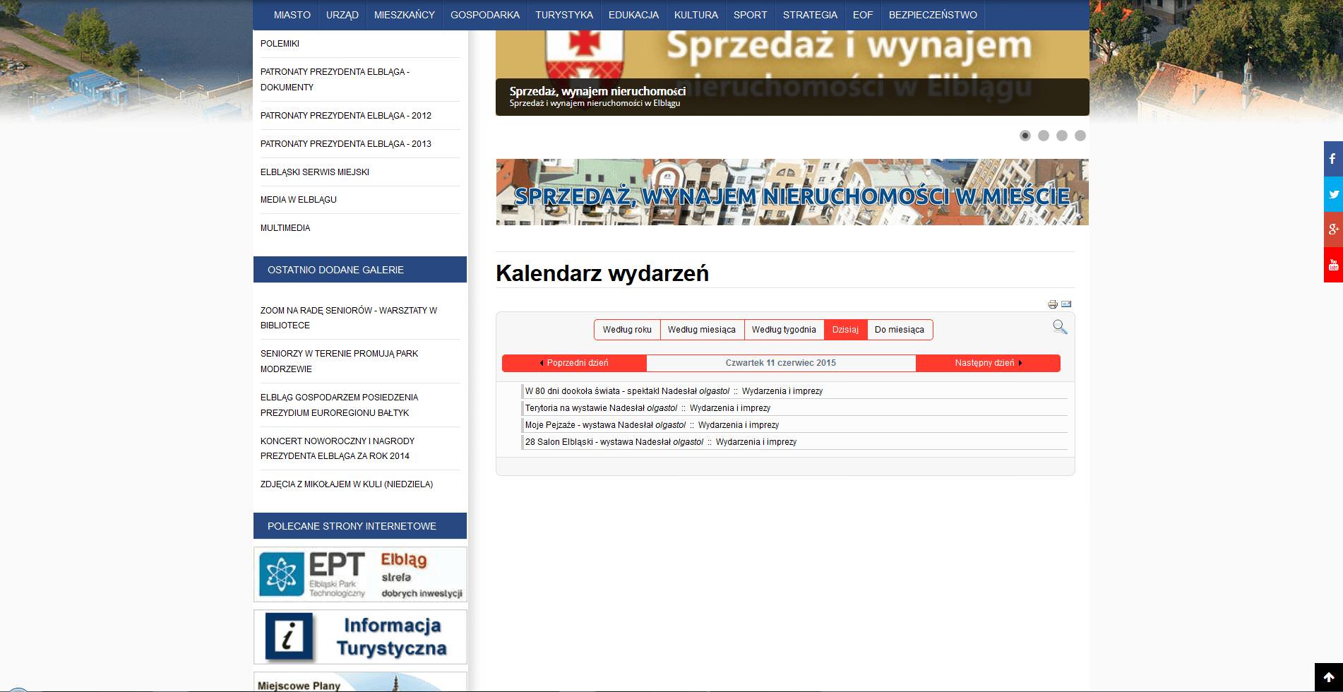 Portal informacyjny Urzędu Miasta Elbląga - kalendarz wydarzeń