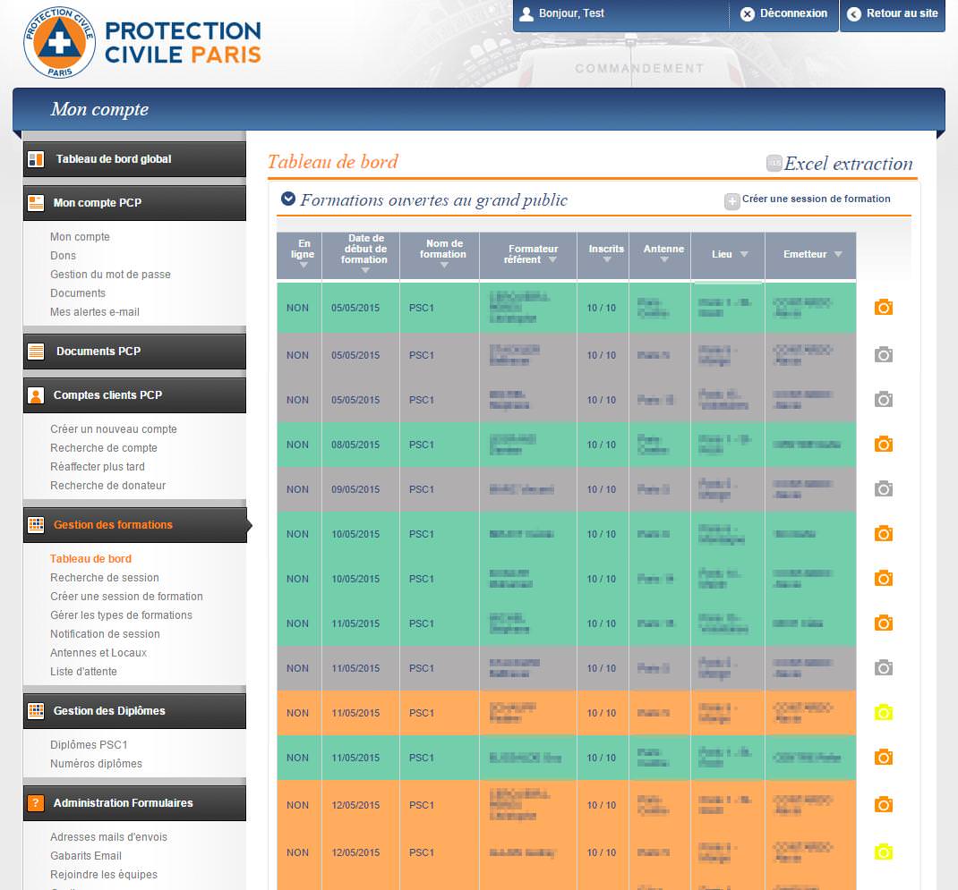 System obsługi szkoleń Obrony Cywilnej Paryża - szkolenia administracja