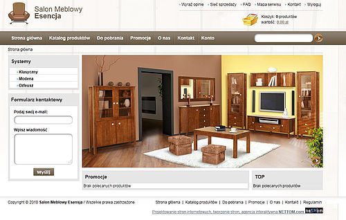 Online shop with furniture 