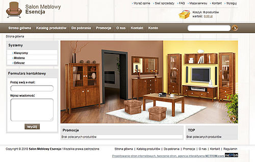 Sklep internetowy zajmujący się sprzedażą mebli