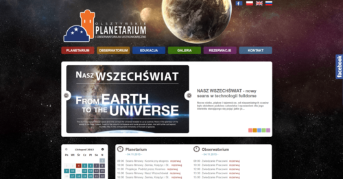 New website version of Planetarium in Olsztyn.