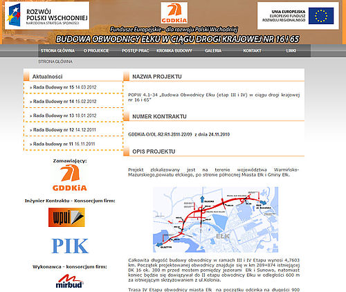 Website for ring road of Ełk