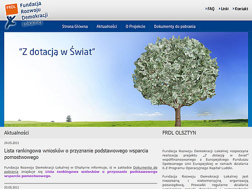 Internet site for project The World Through Grants