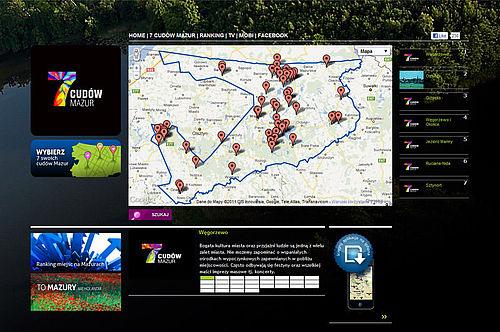 "7 merveilles de la Mazurie" - site web, application pour Facebook, application pour iPhone