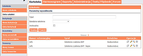 System obsługi szkoleń