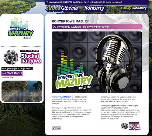 Concert web portal of Masuria promotion