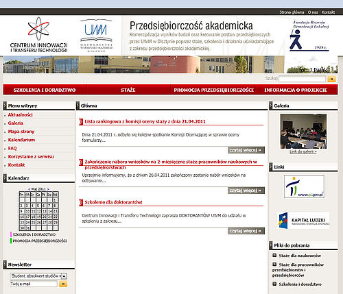 Formularze elektroniczne dla Przedsiębiorczości Akademickiej UWM