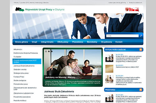 Graphic design for website of the Provincial Labour Office in Olsztyn