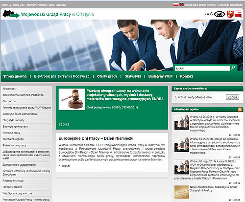 Website for Regional Labour Office in Olsztyn